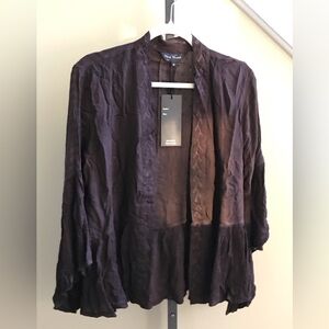 YOUNG THREADS NWT  Kimono Merlot Gauze Embroidered Size Medium